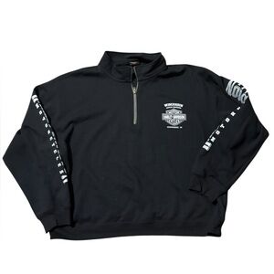 Harley-Davidson Men's Lightning Crest 1/4 Zip Cadet Pullover Sweatshirt Black 4X